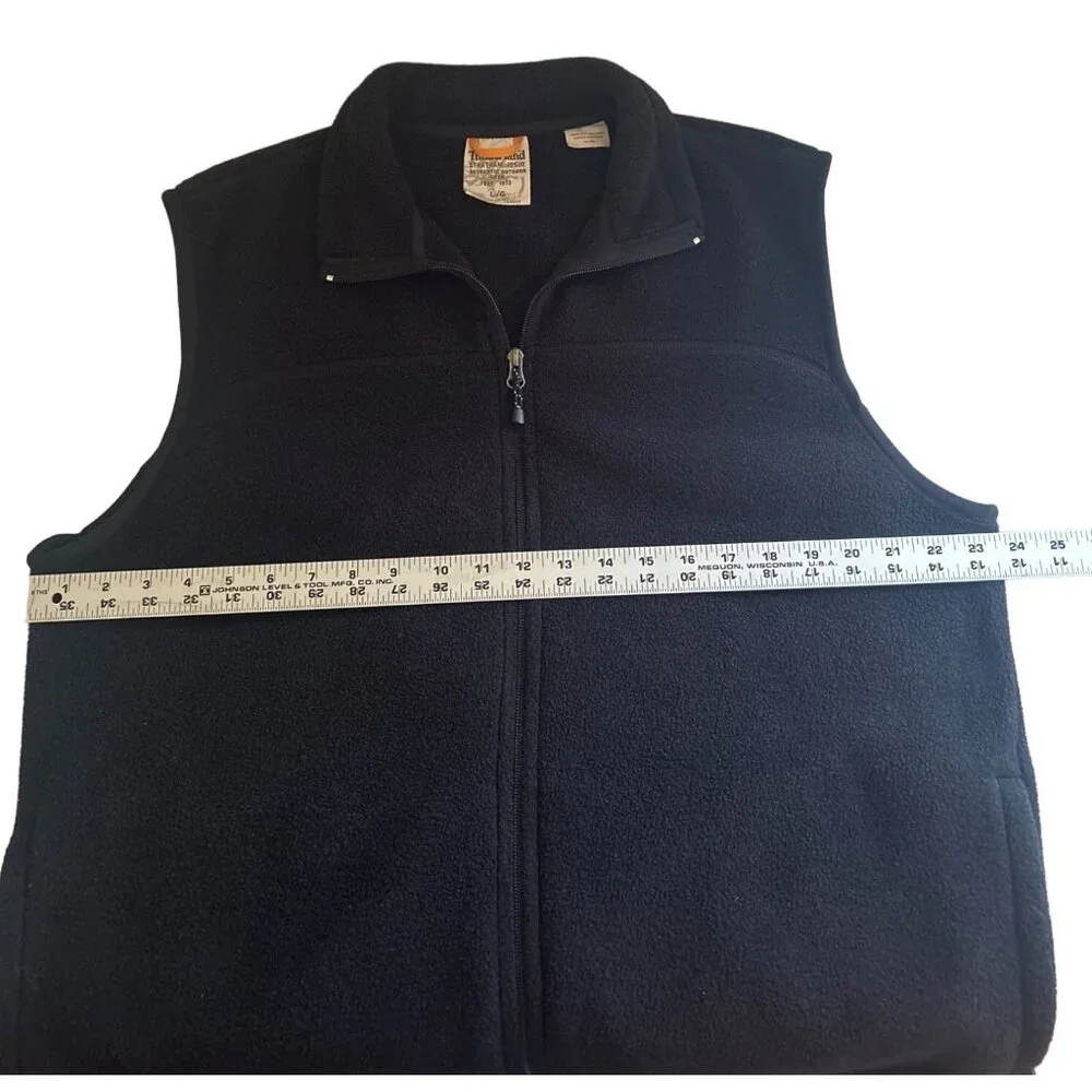Timberland Stratham Issue Black Polartec Fleece Zip Up Vest, Size Large